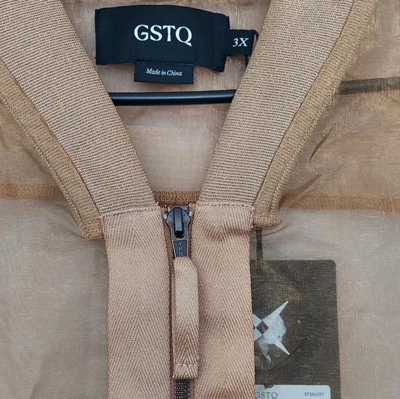 GSTQ Sheer Metallic Gold Bomber Jacket Women's Size 3X NWT - Picture 3 of 16